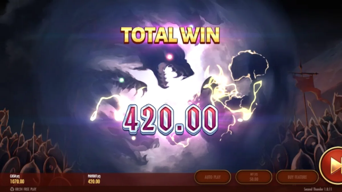 Pemandangan medan perang bersalju dalam slot Second Thunder